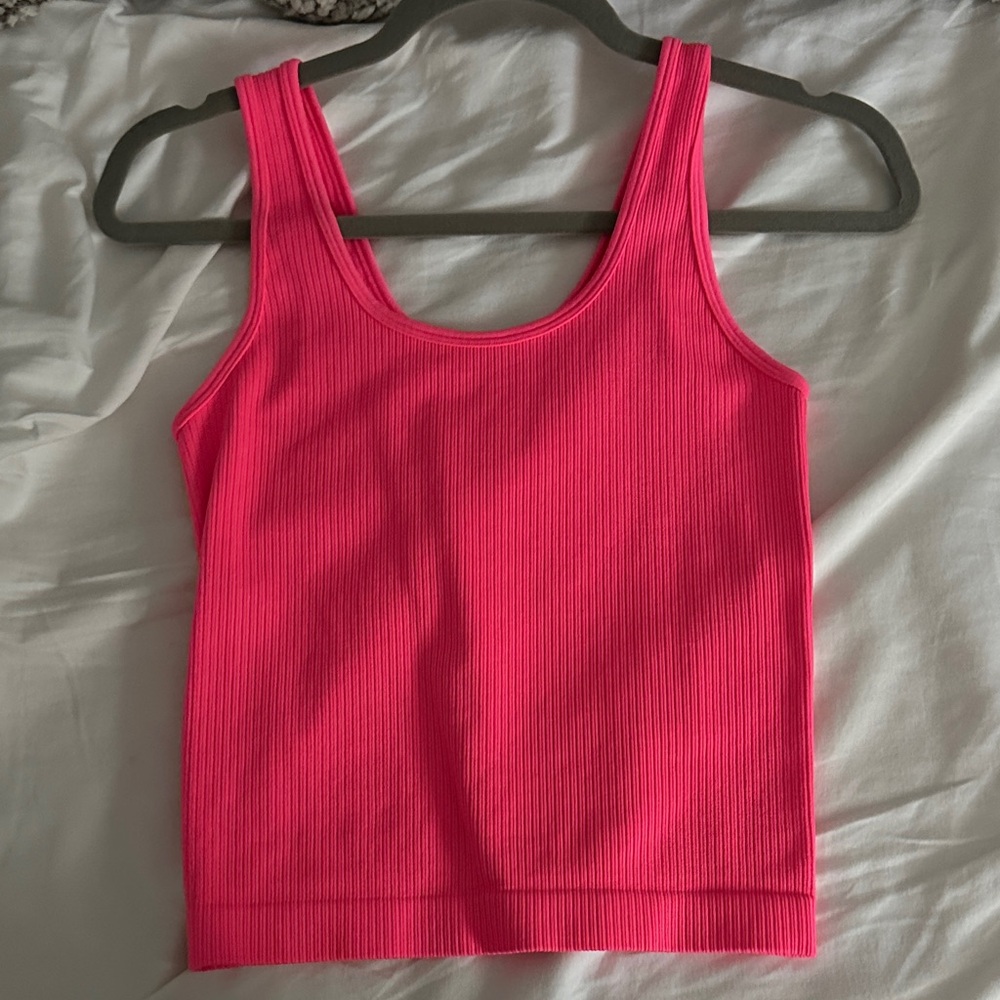 Pink Ribbed Tank Top
